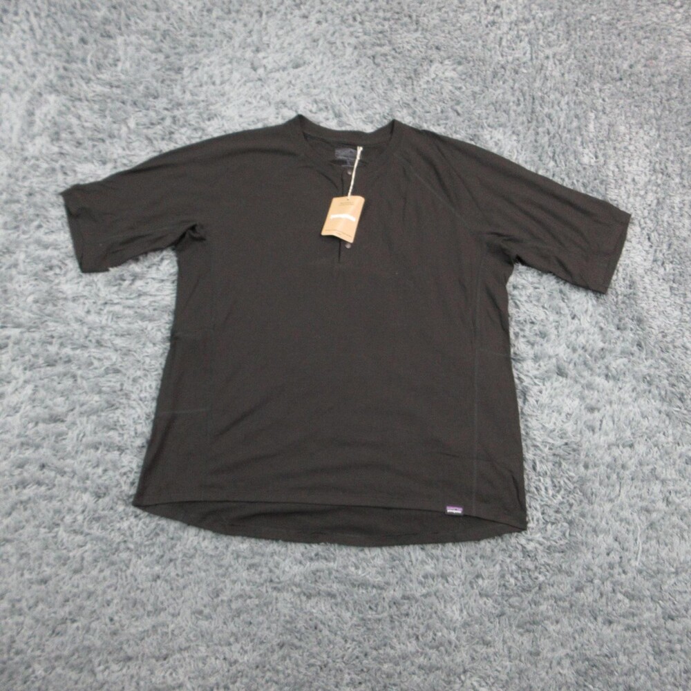 Patagonia Capilene Shirt Womens L Black Cool Trail Bike Henley Cycling NWT